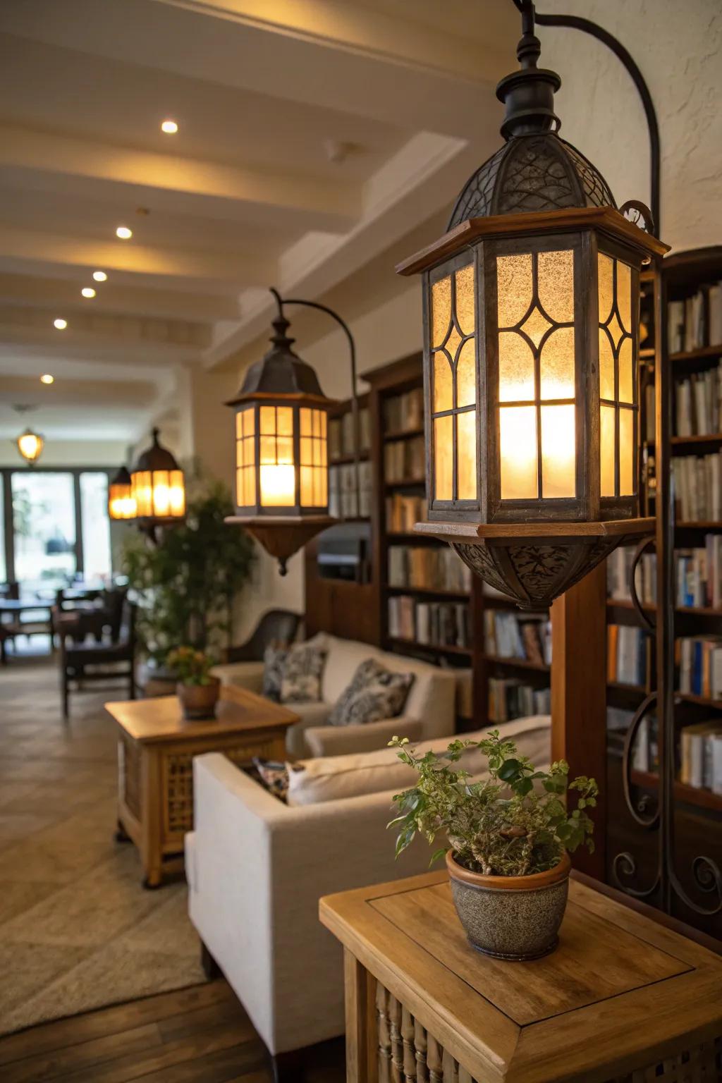 A cozy atmosphere with signal light-style illumination.