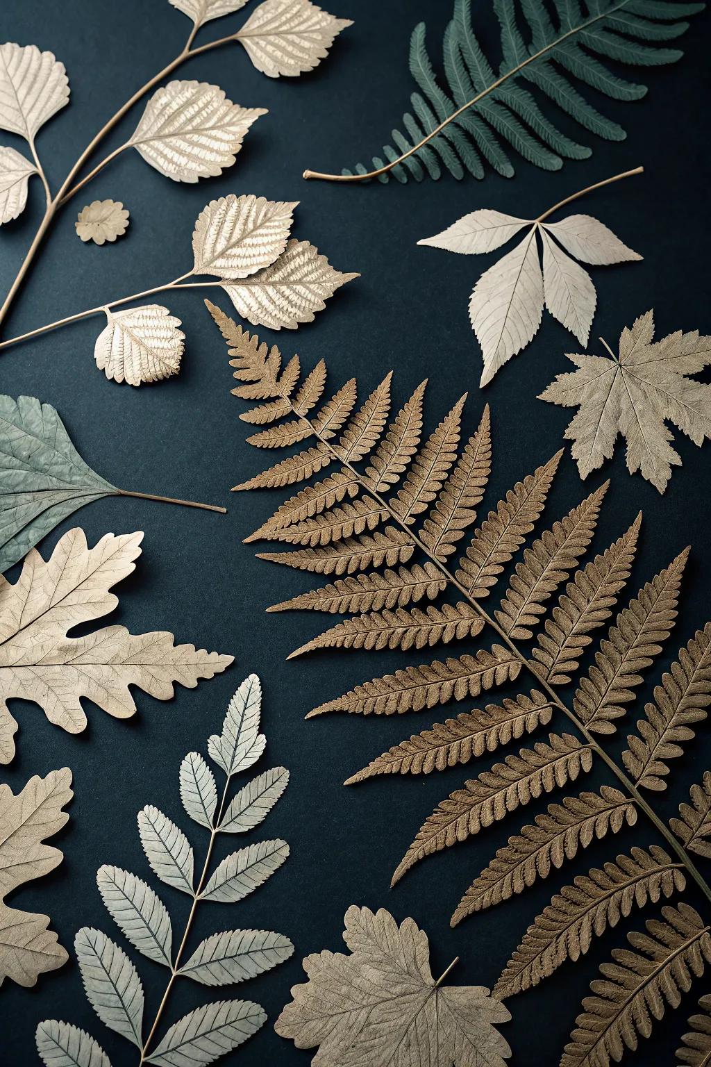 A striking collage featuring leaf shadows.