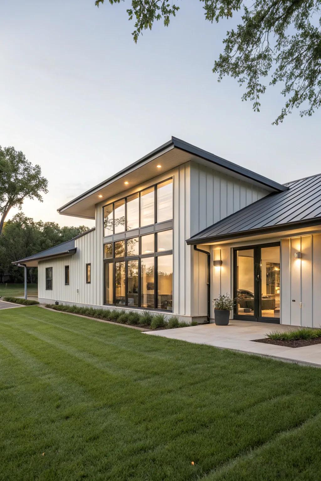 Structural paneling provides a sleek and modern exterior appearance.