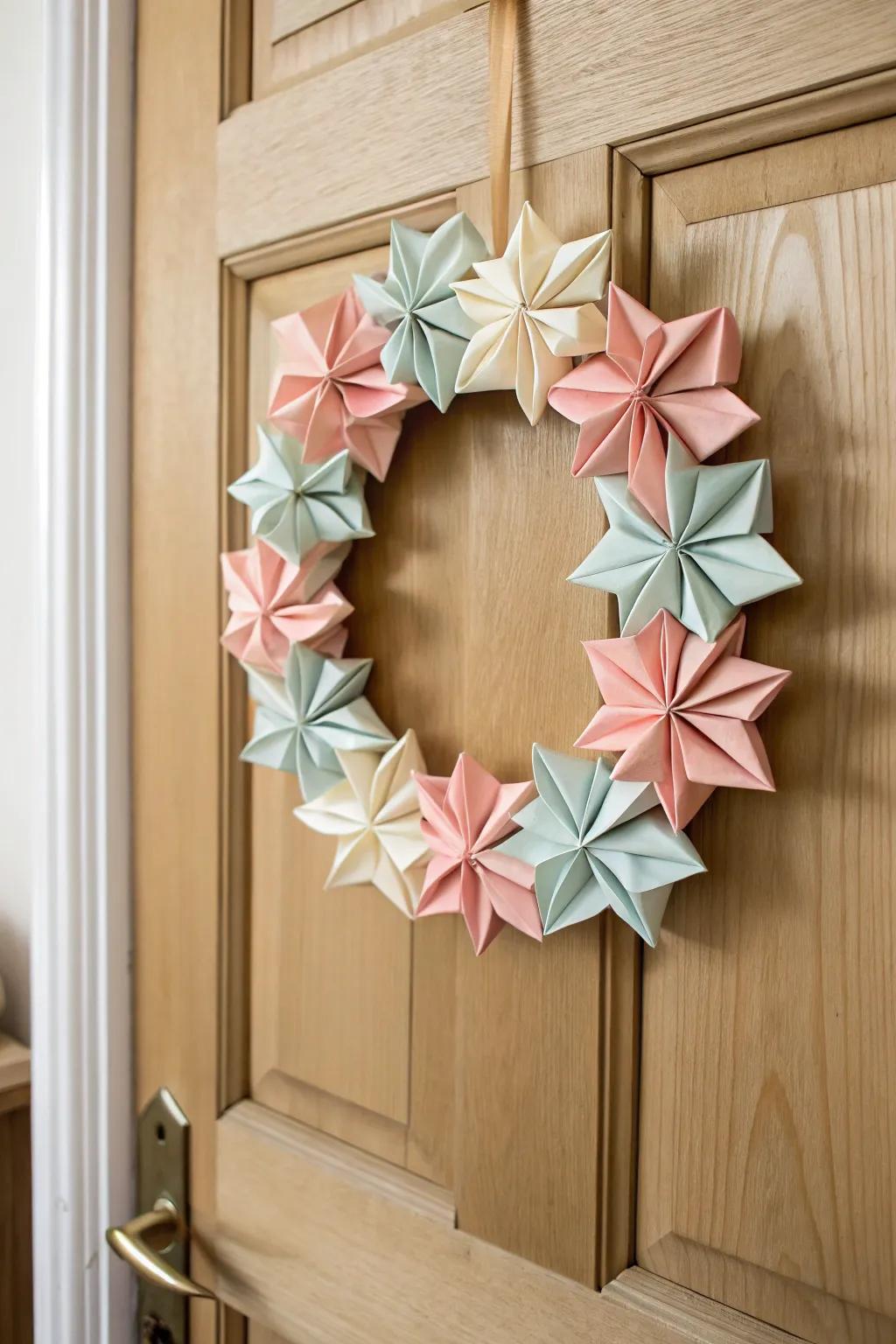 Embrace the artistry of simplicity through a handcrafted origami garland that welcomes warmth and style.