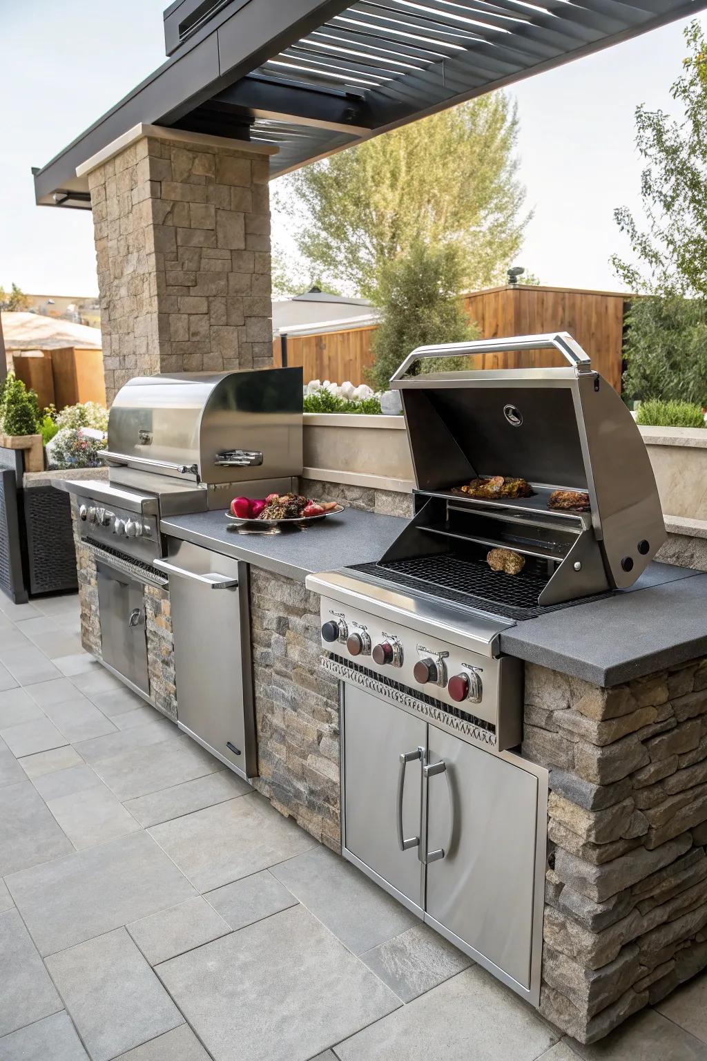 Mix grills give both gas and charcoal options.
