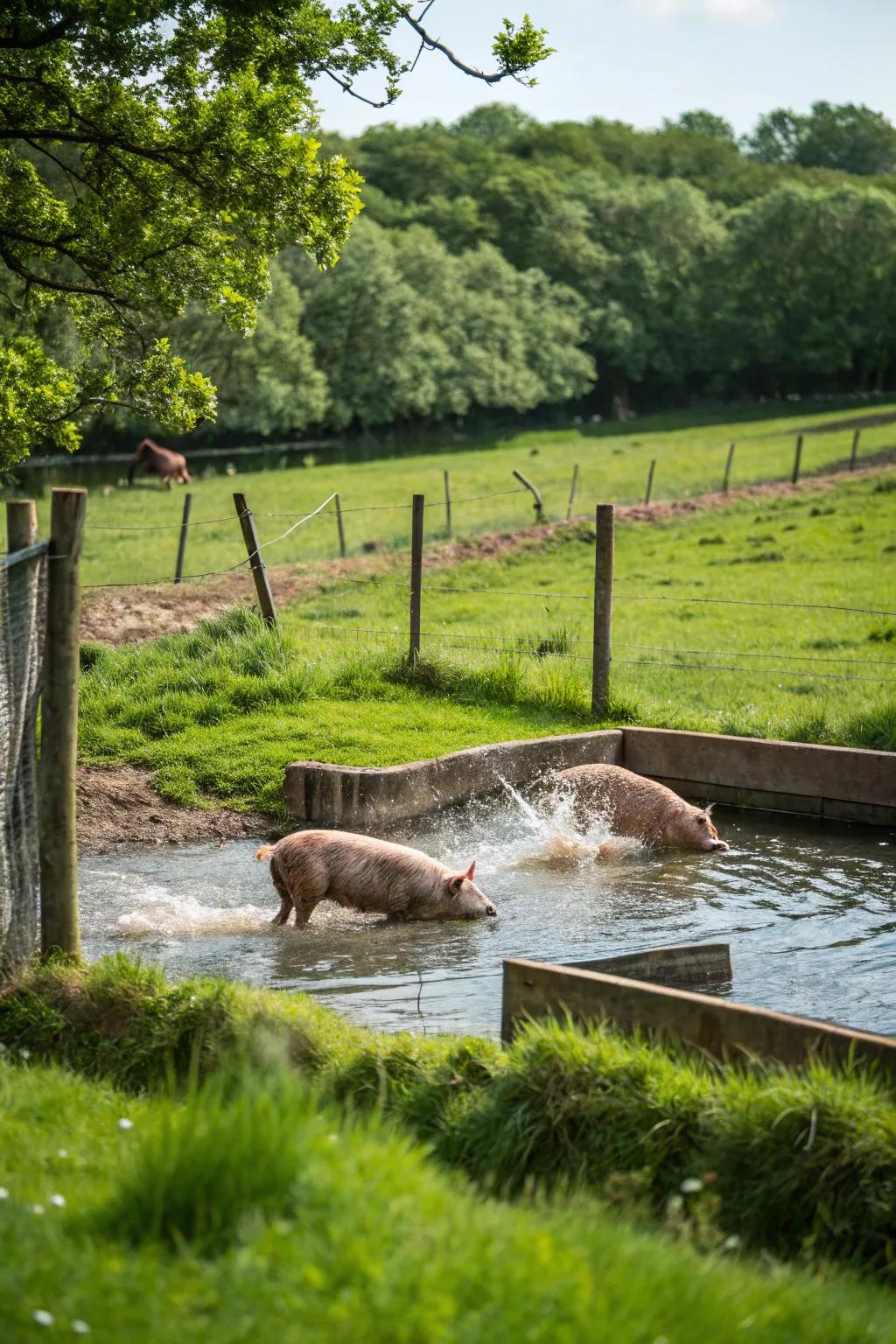 A refreshing hydration element to keep pigs cool and entertained.