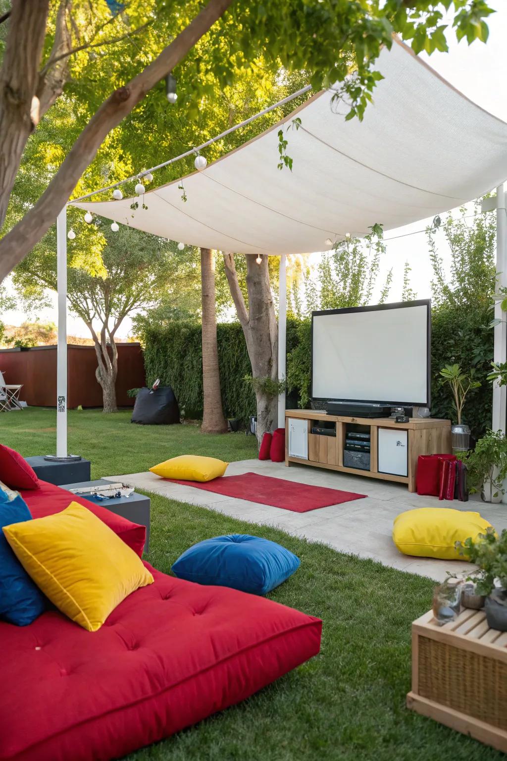 Vivid hues append vibrancy and character to your outdoor television setup.