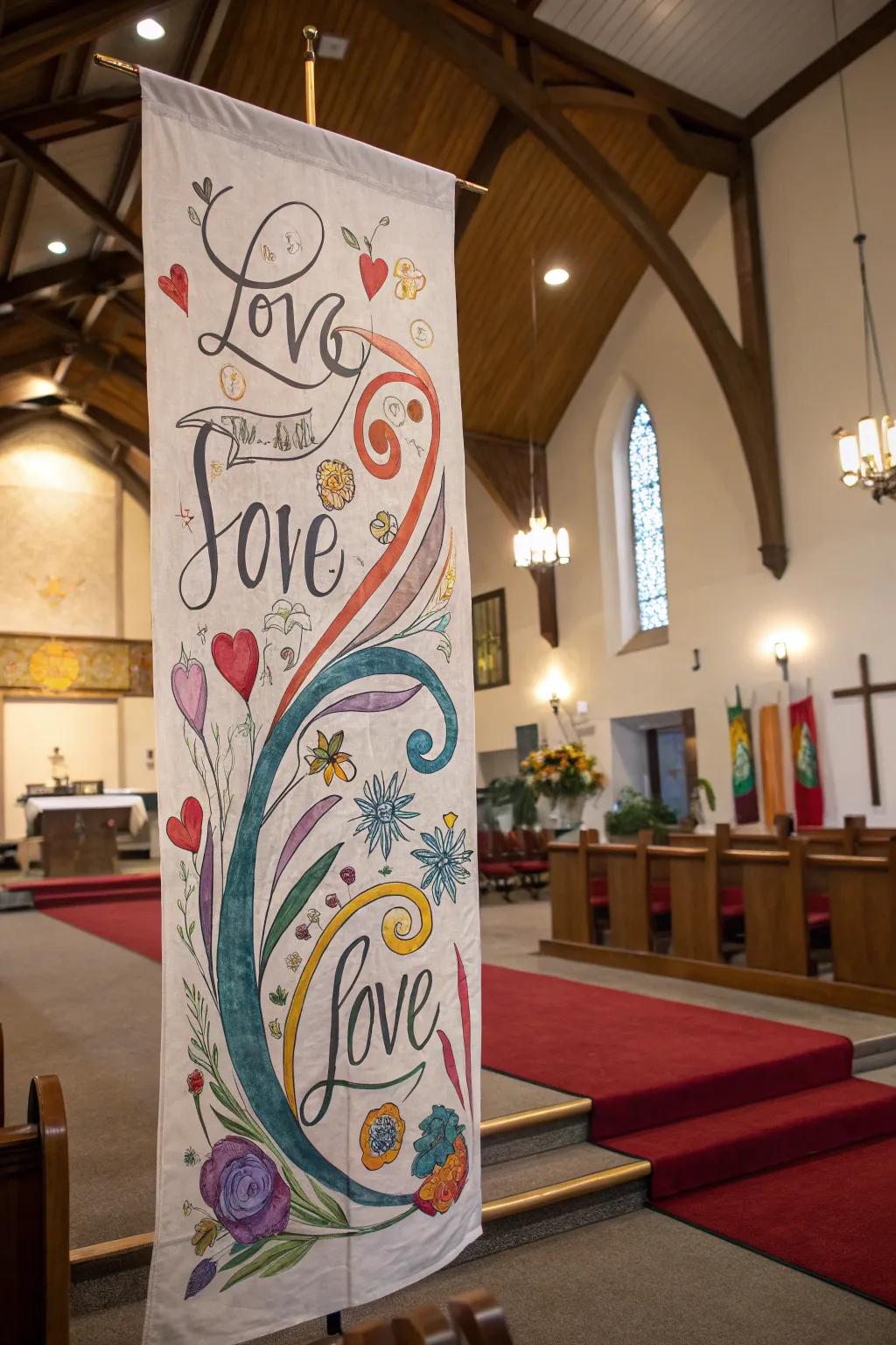 A crafted by hand banner featuring a personal artistic element.