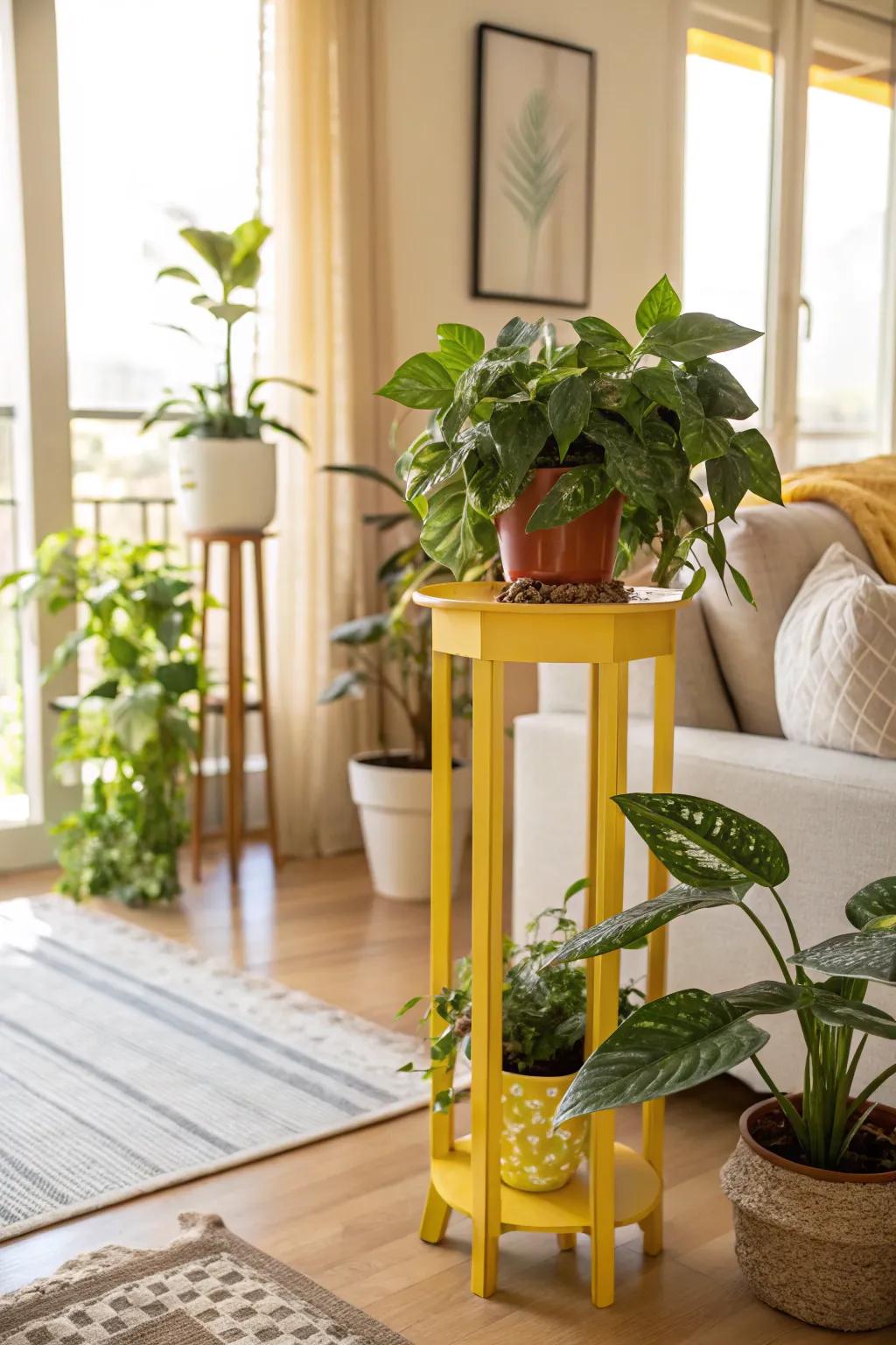 Infuse energy with vibrant, colorful plant stands.