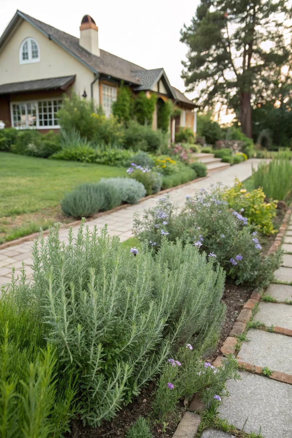 Herbaceous borders add beauty and utility.