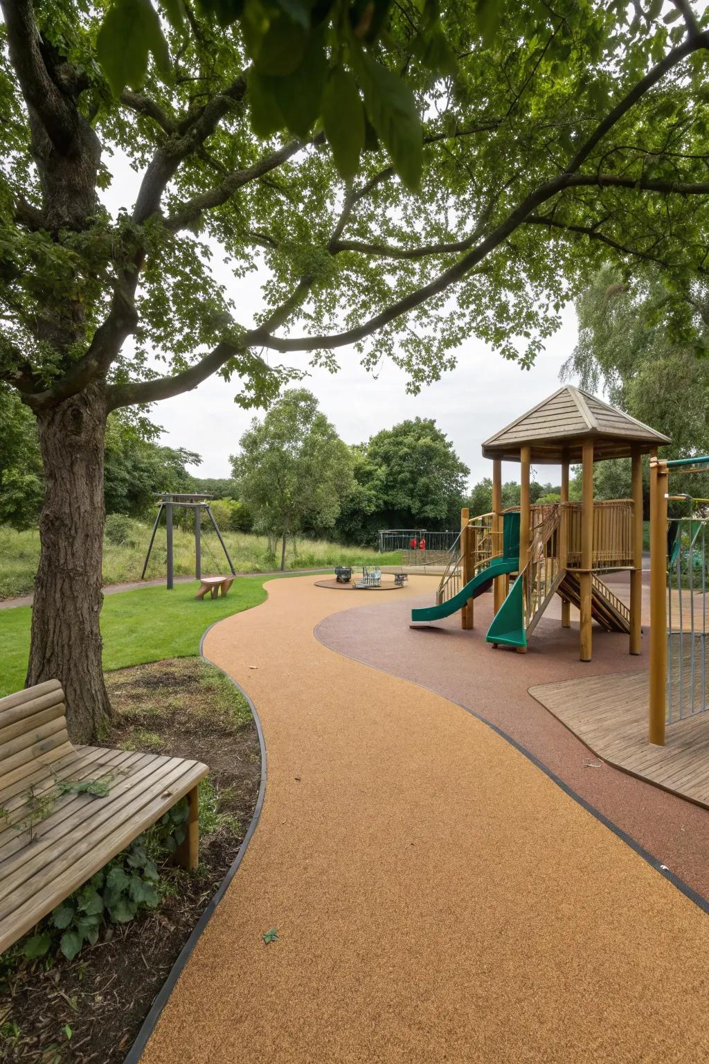 Cork flooring provides a resilient and natural play surface.