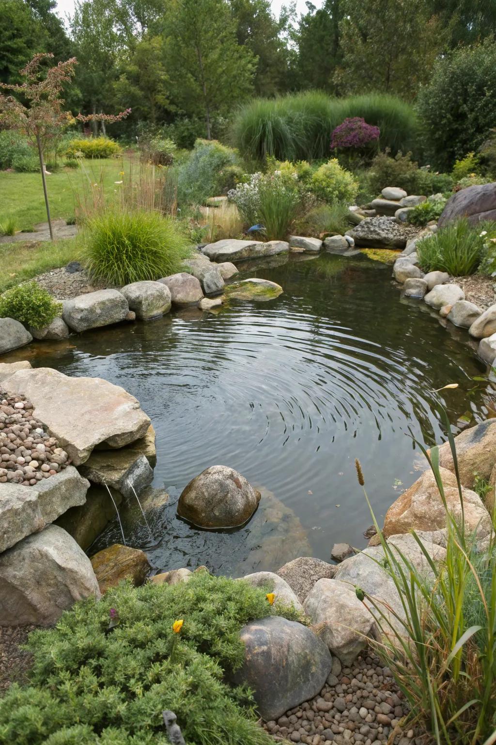 A no-membrane pond using inherent materials for a sustainable and ecological blueprint.