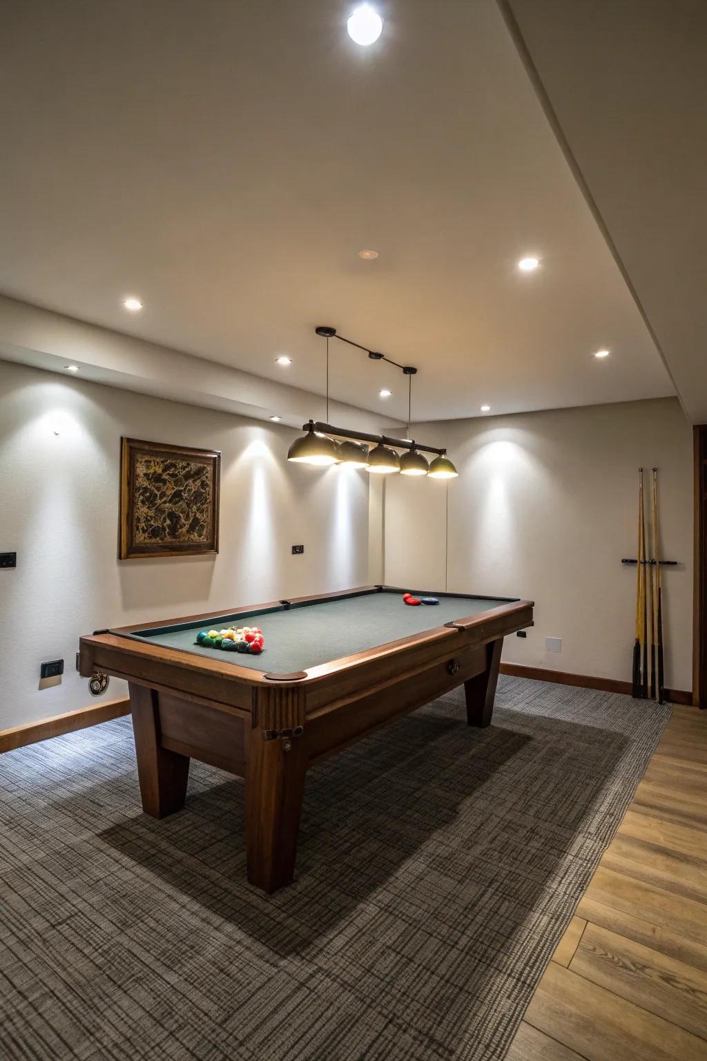 Recessed lighting offers a sleek and unobtrusive illumination in a small room.