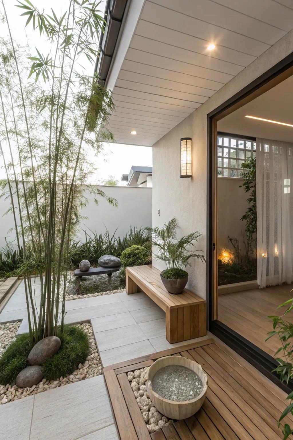 A porch expansion designed as a Zen retreat.