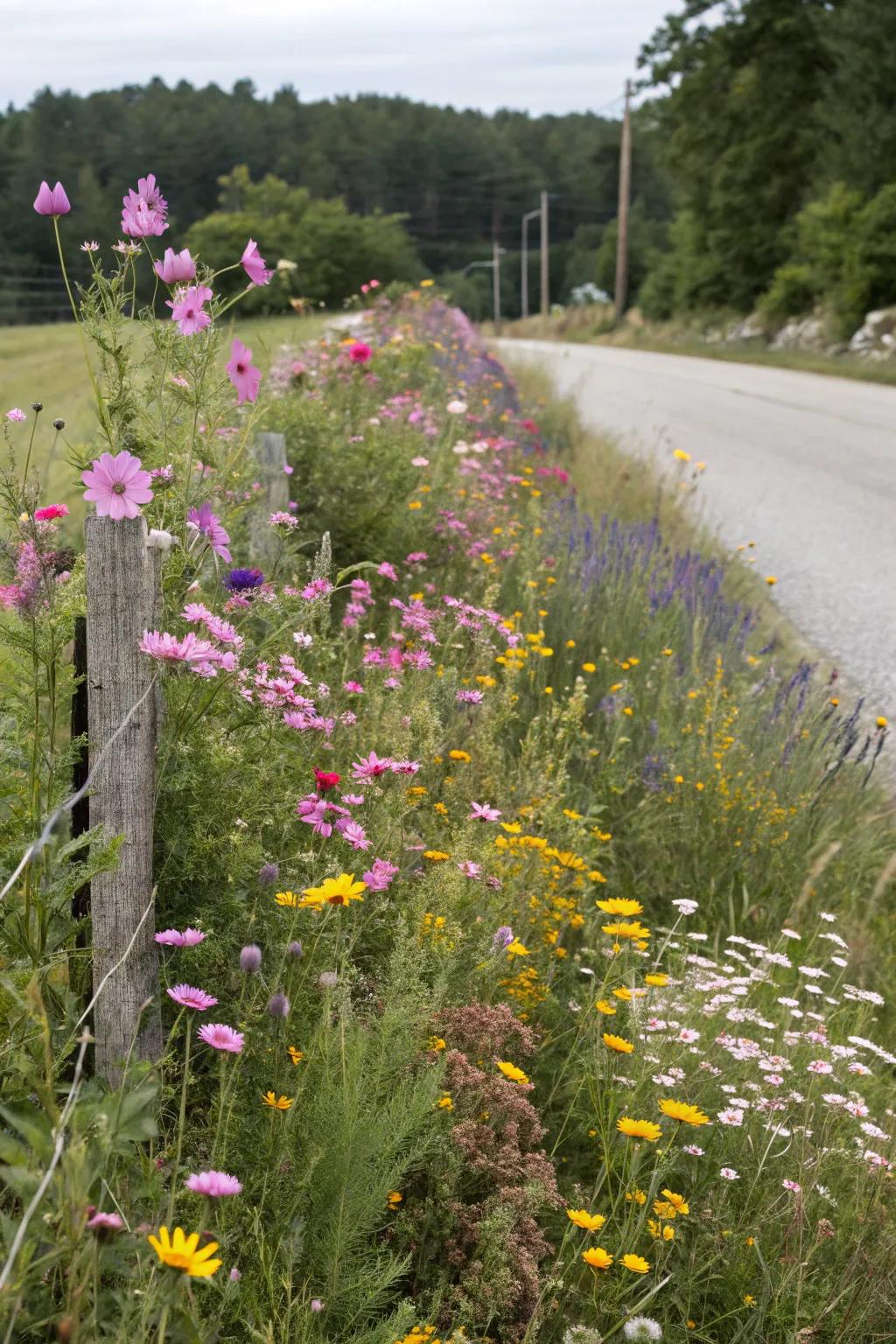Wild bloom frame infusing color into property borders.