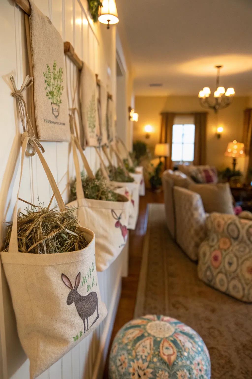 These bags add charm and are useful for storage.
