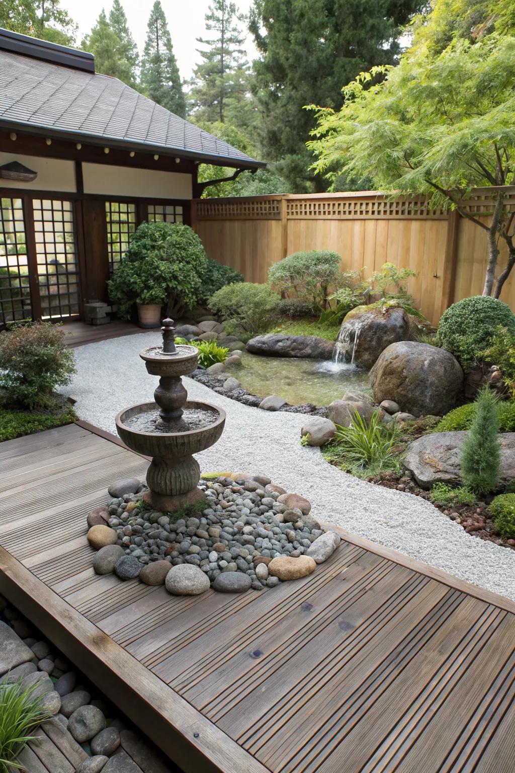 Experience peace with a Zen garden situated on your deck.