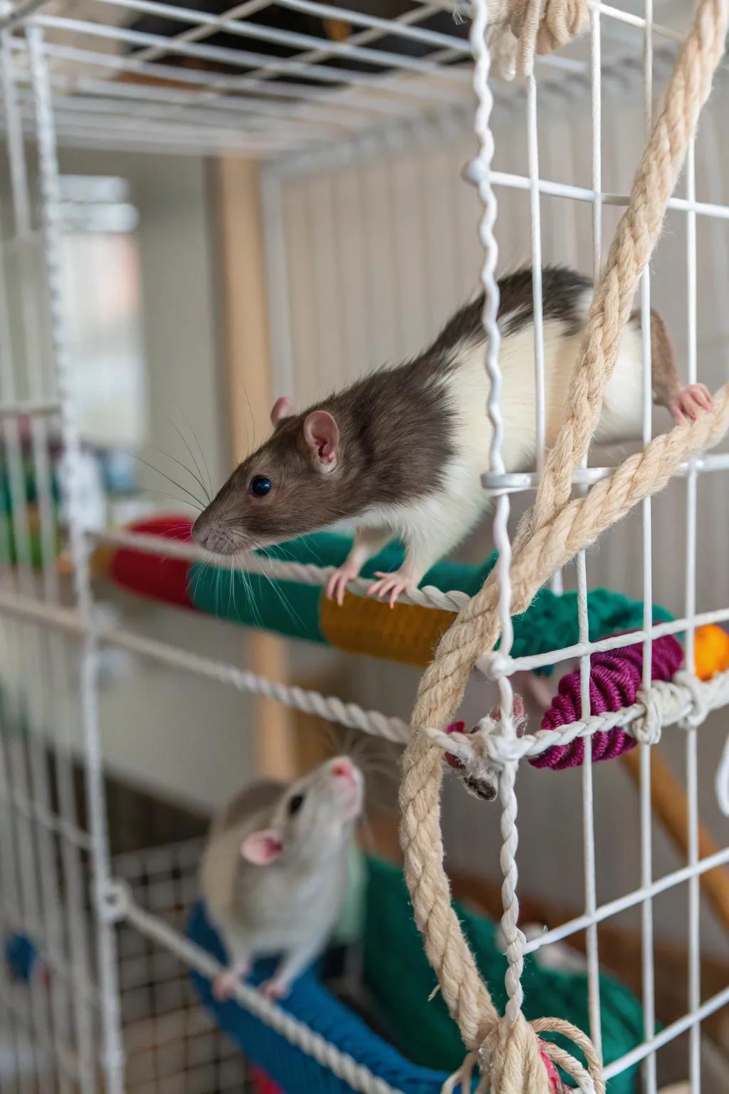 Climbing nets create a thrilling and stimulating environment.