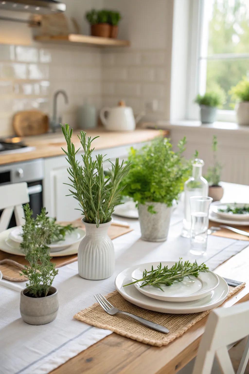 Fresh natural herbs include a wonderful scent to the table.
