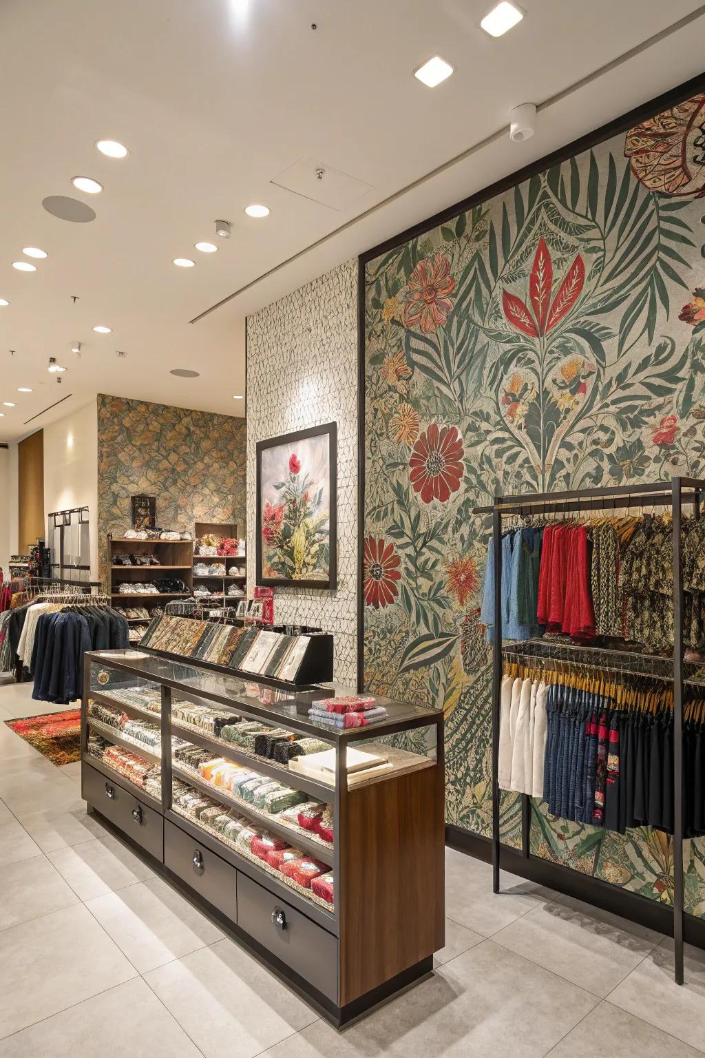 Statement walls captivate attention and enhance merchandise displays.