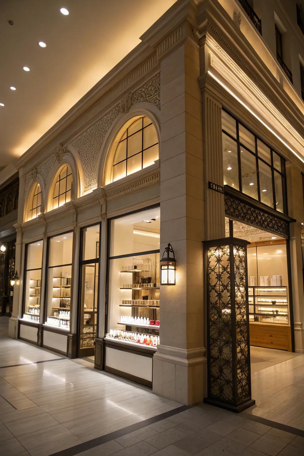 Uplights incorporating drama and enhancing architectural elements.