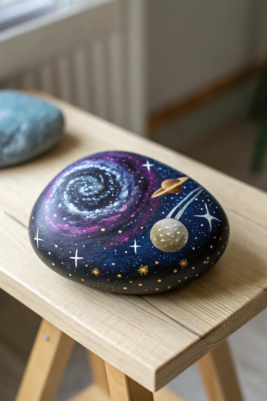 Embark on a cosmic voyage with space-inspired stone art—where ease meets the stars.