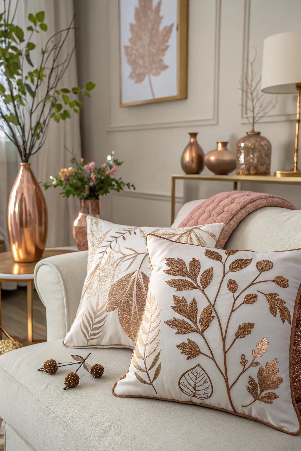 Nature-inspired design in rose gold adds an organic elegance.