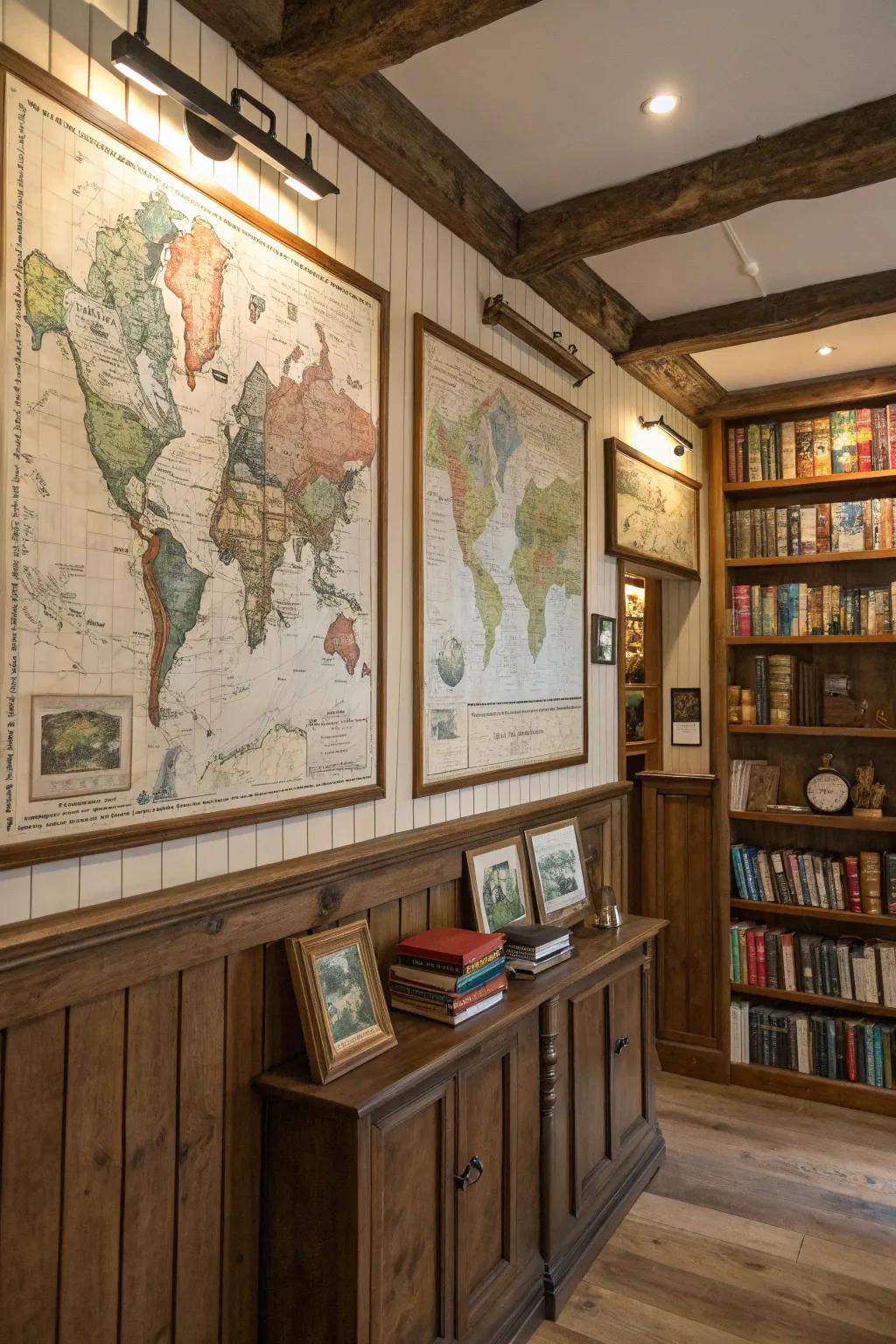 Time-honored map artistry enriches a countryside study with historical charm.