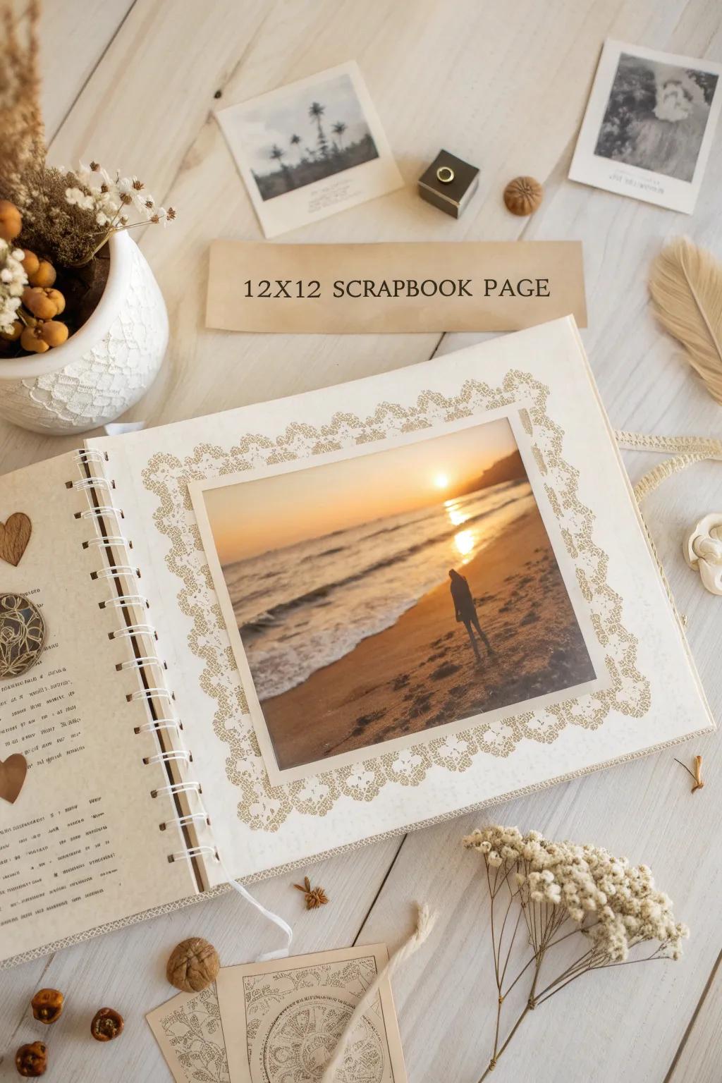 Embrace wistfulness with a dash of classic class in your scrapbook format.