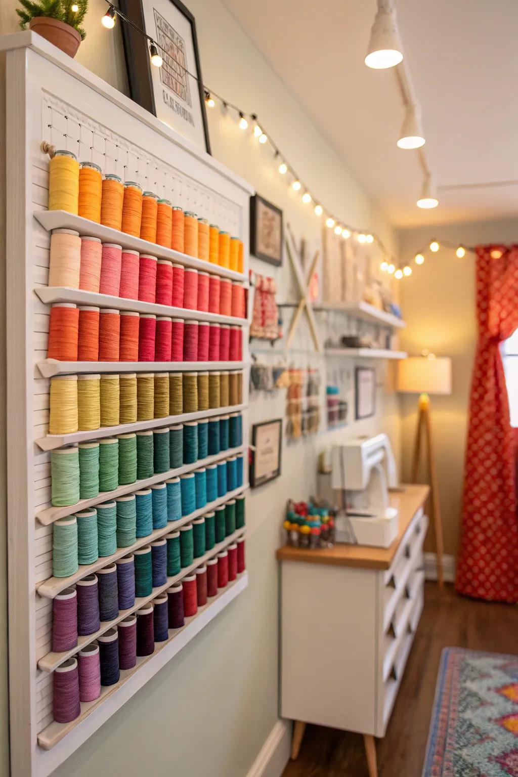 A thread display is both visually appealing and functional.