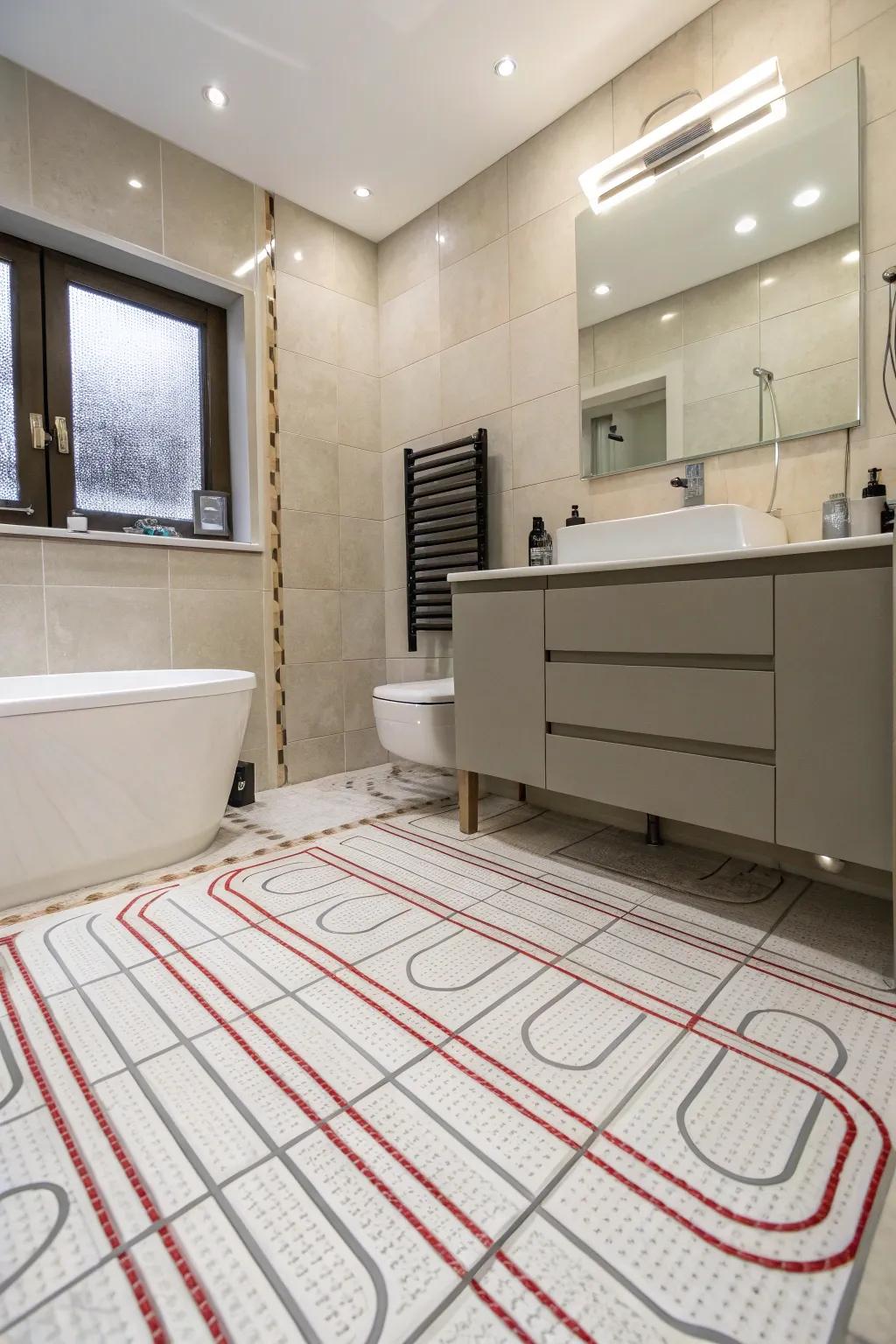 Warmed flooring for added comfort.