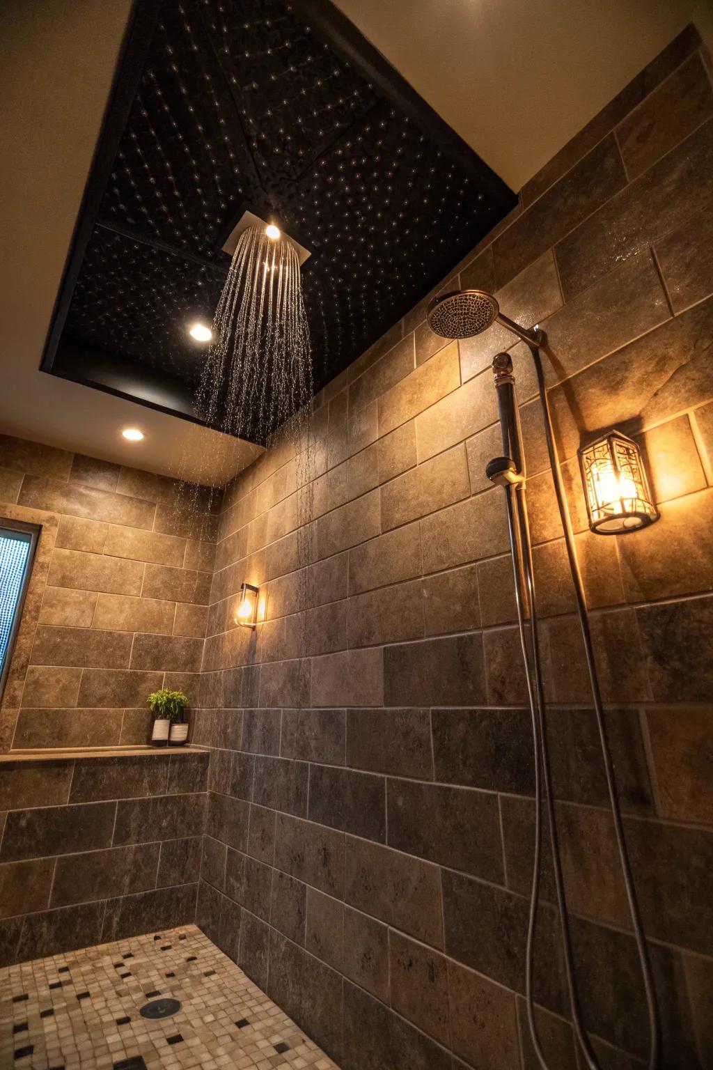 Dark ceilings produce a dramatic, cozy atmosphere.