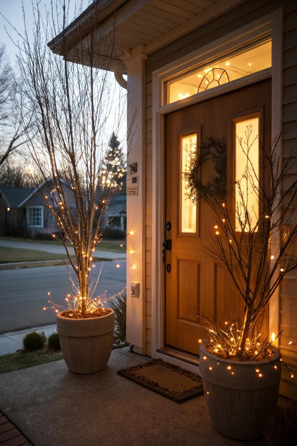 Lit-up branches infuse a modern semblance through their soothing beam.
