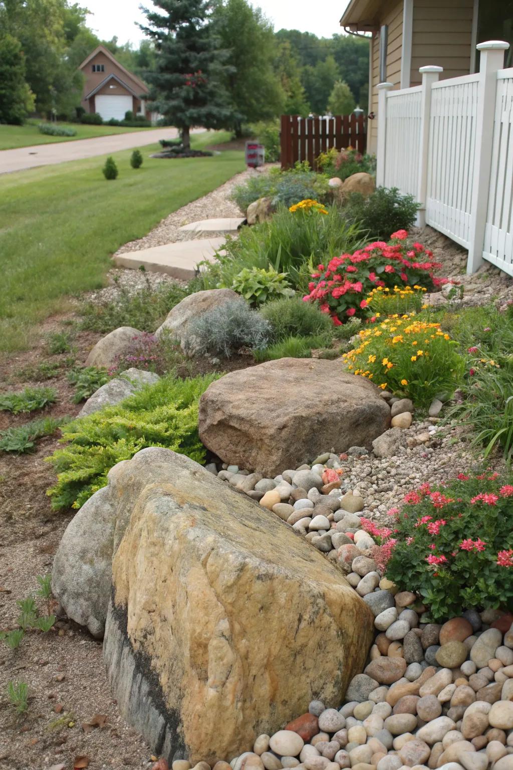 Boulders add texture and structure to a garden.