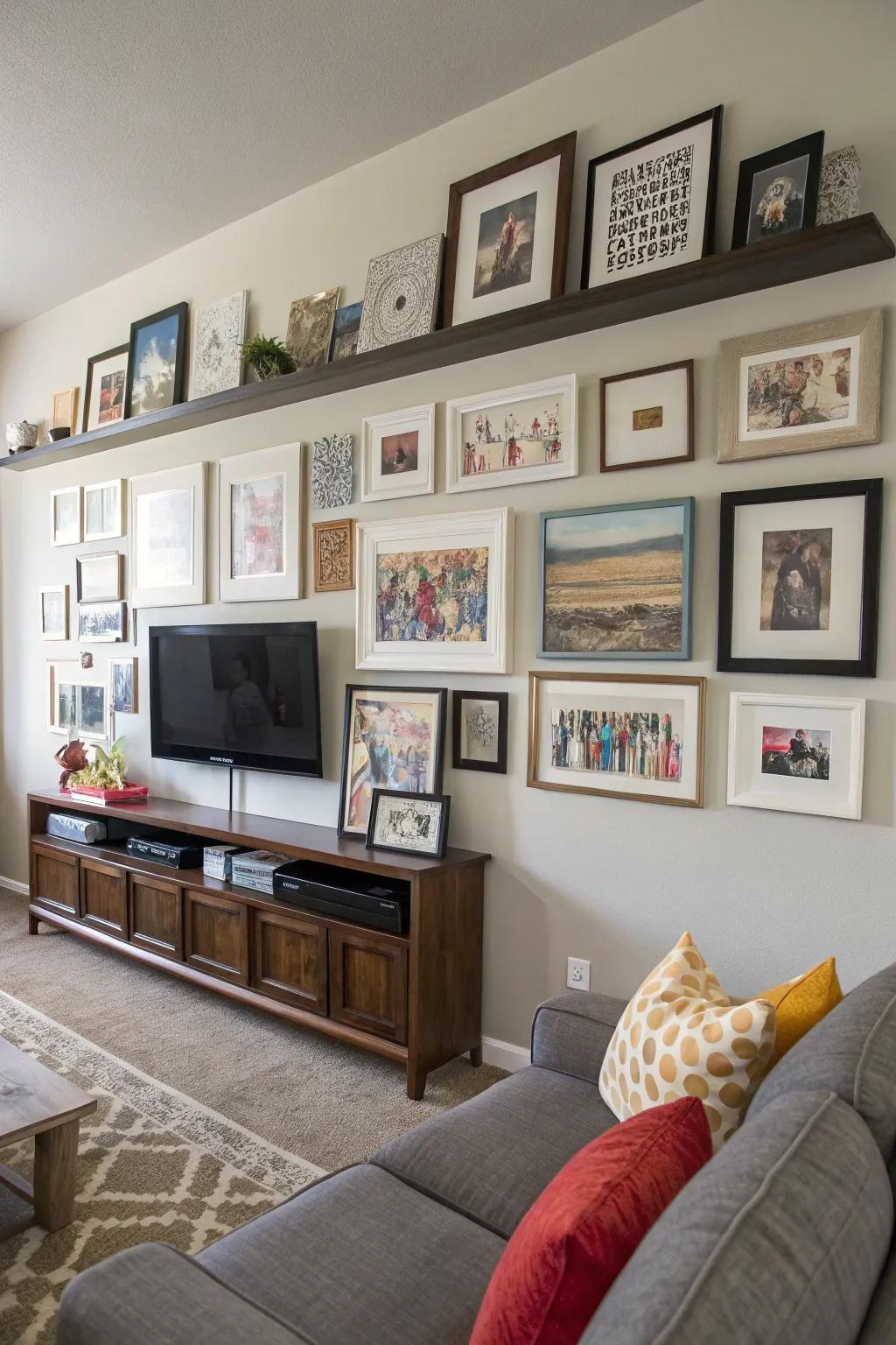 Gallery walls are personal and dynamic art displays.