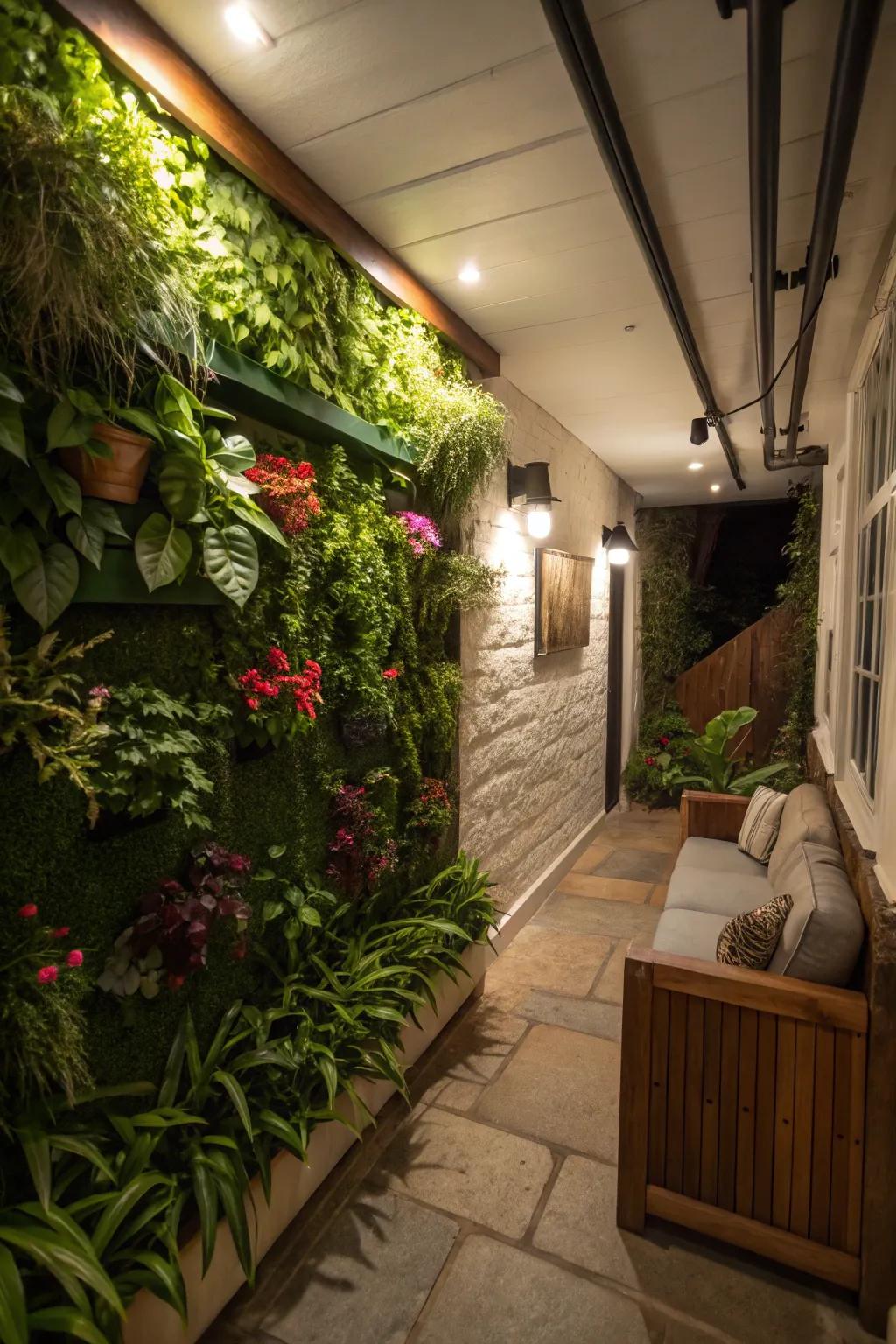 Add freshness with a wall-mounted planting.