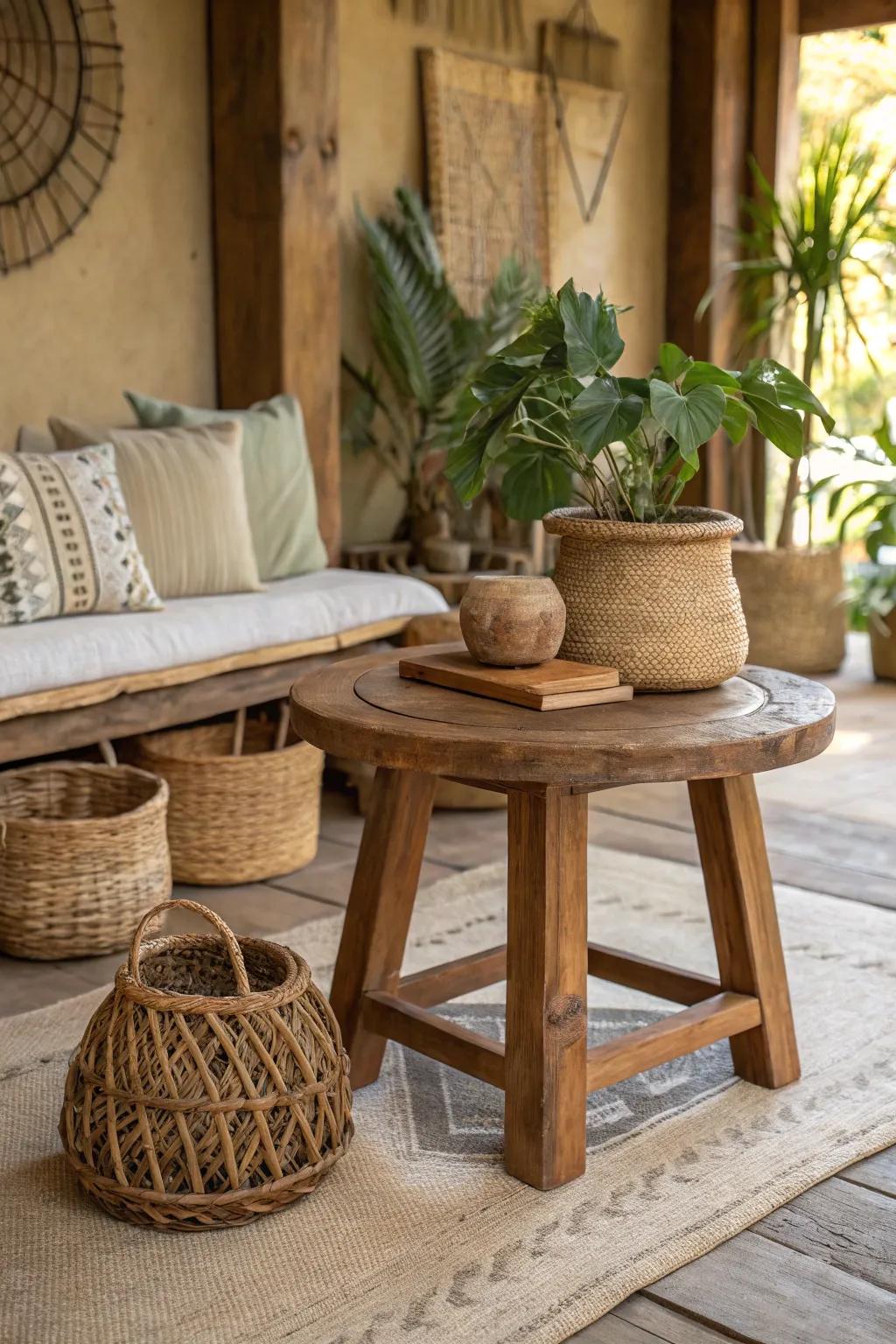 Country-style stools introduce natural warmth and texture to every room.
