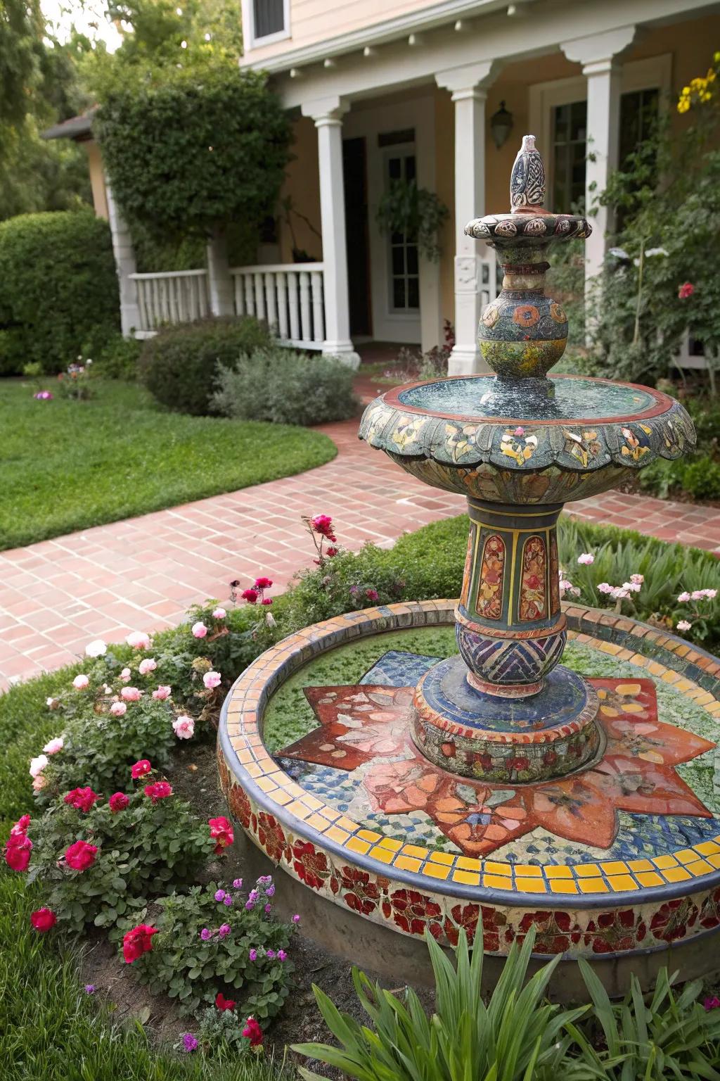 Mosaic tiles deliver vibrant artistry to your open-air space.