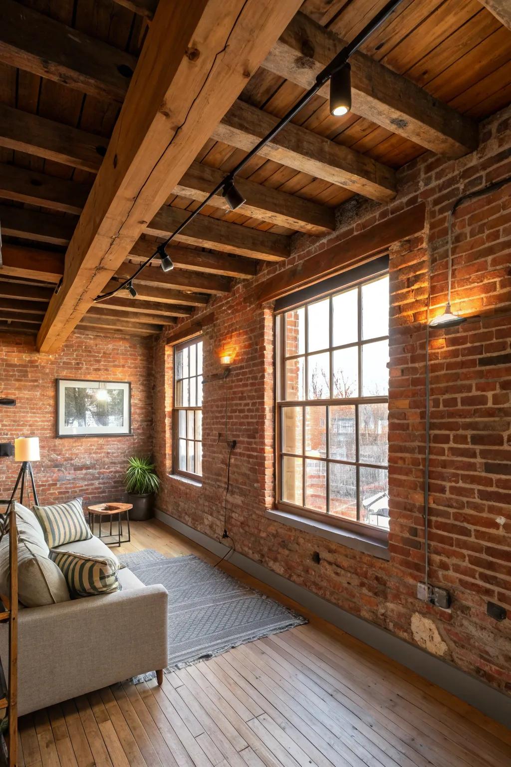 Accentuating architectural features adds character to a loft.