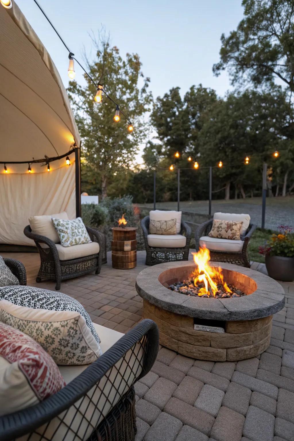 Portable flame centers offer flexibility for changing layouts.
