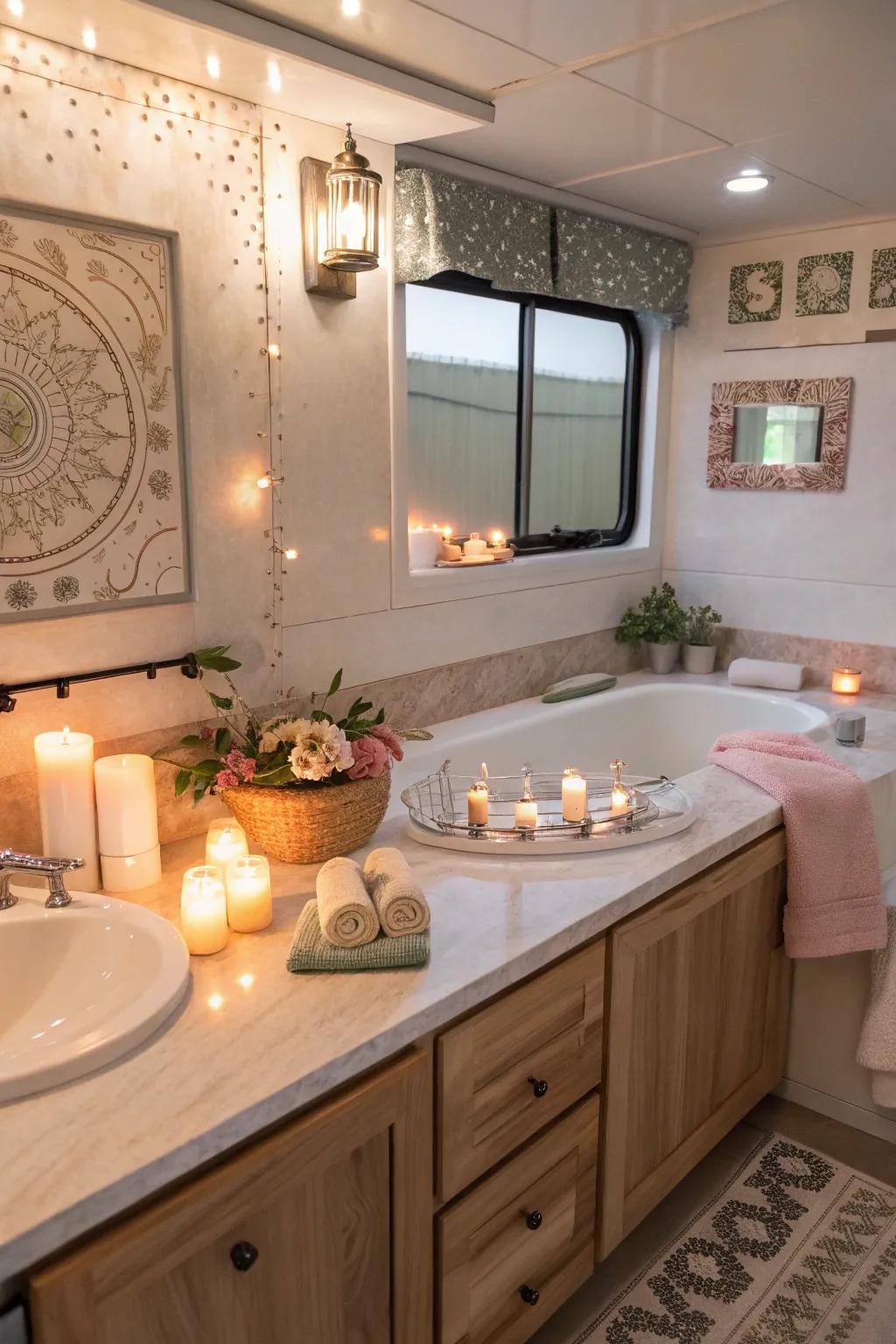 Make a soothing spa feeling with simple additions.