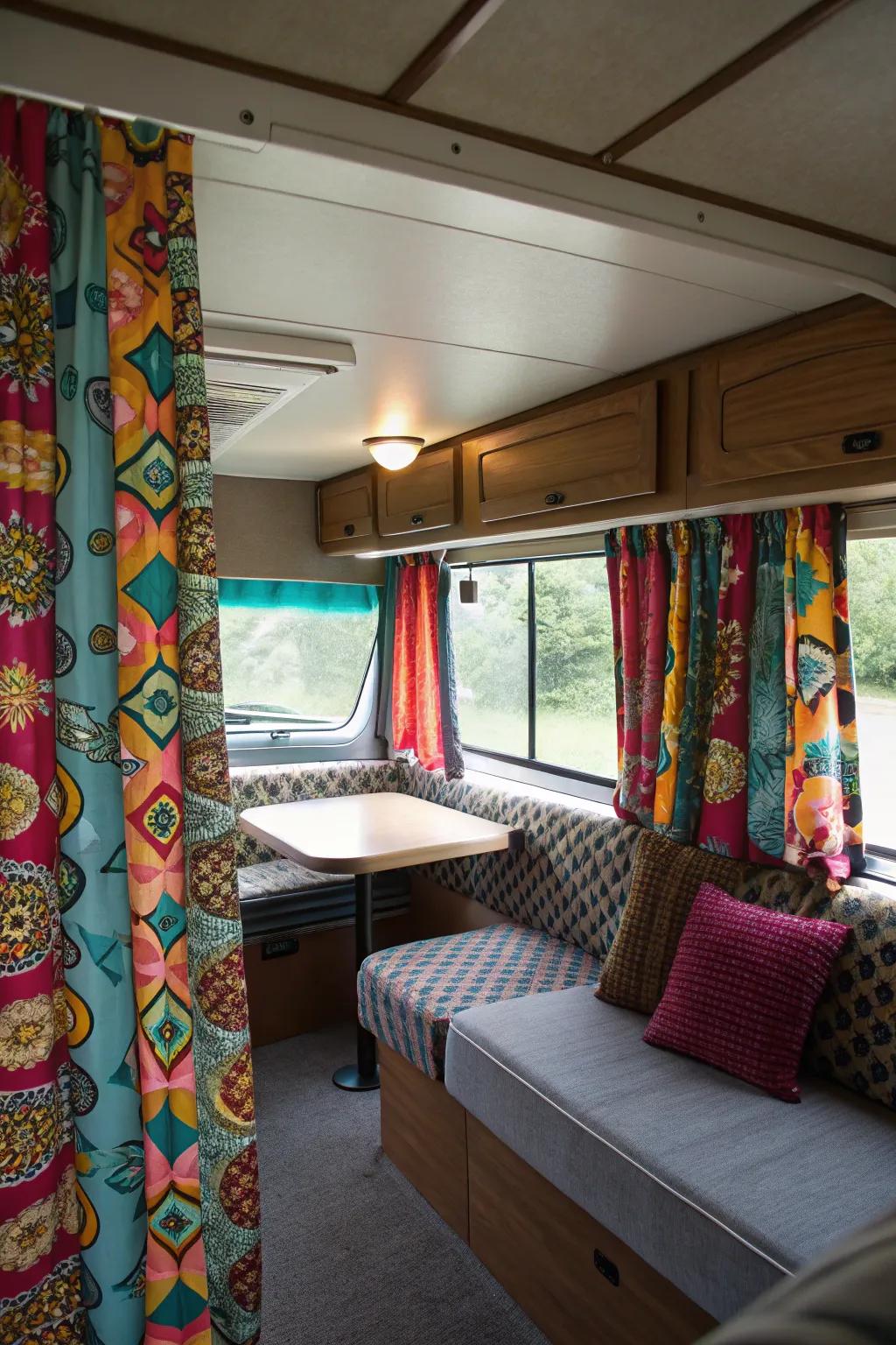 Drapes add both personal privacy and design to your RV's interior.