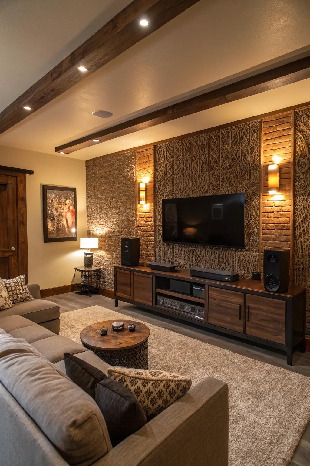 Audio enhancer fluently incorporated into a feature wall