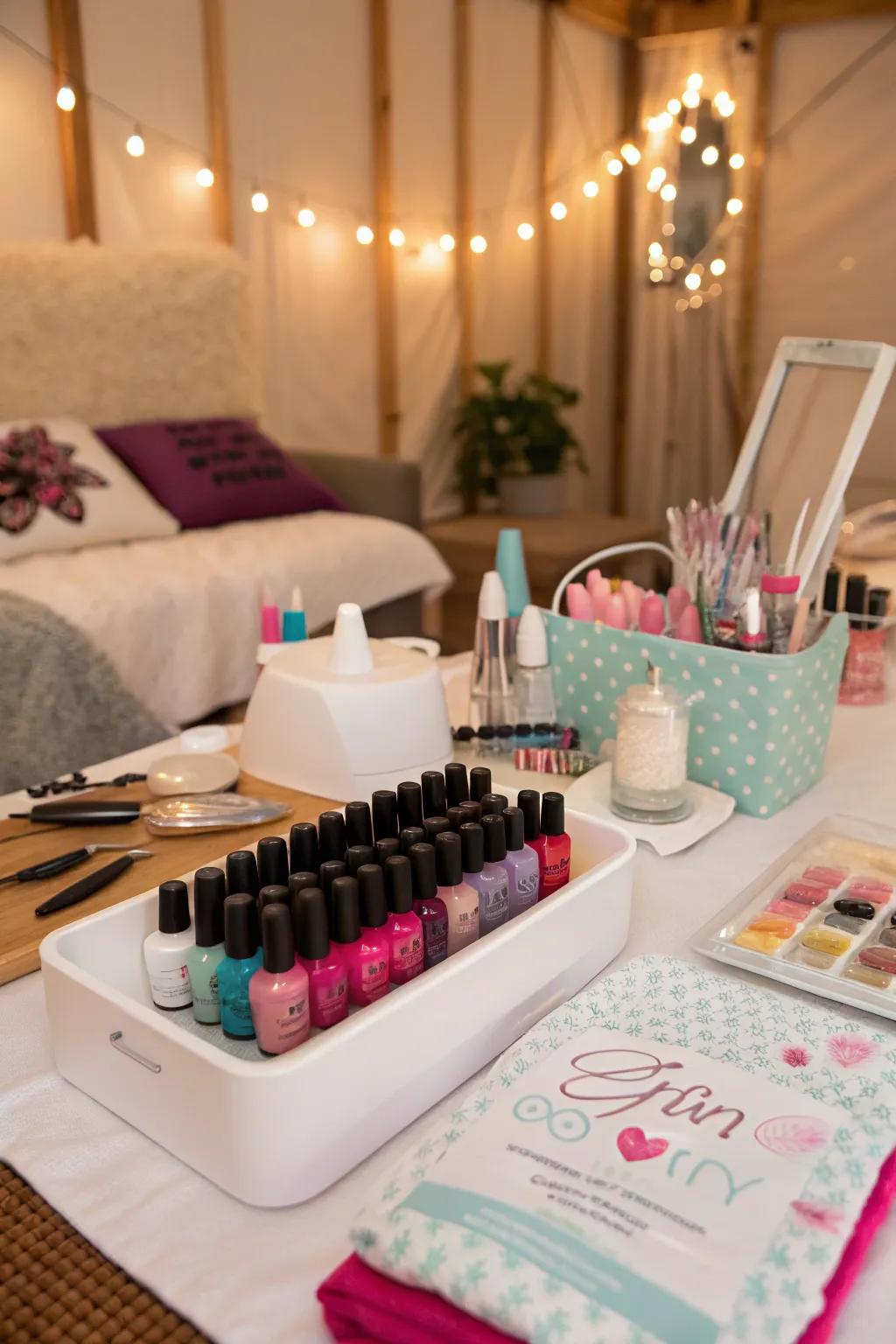 Manicure-pedicure points infuse a touch of charm into your spa night.
