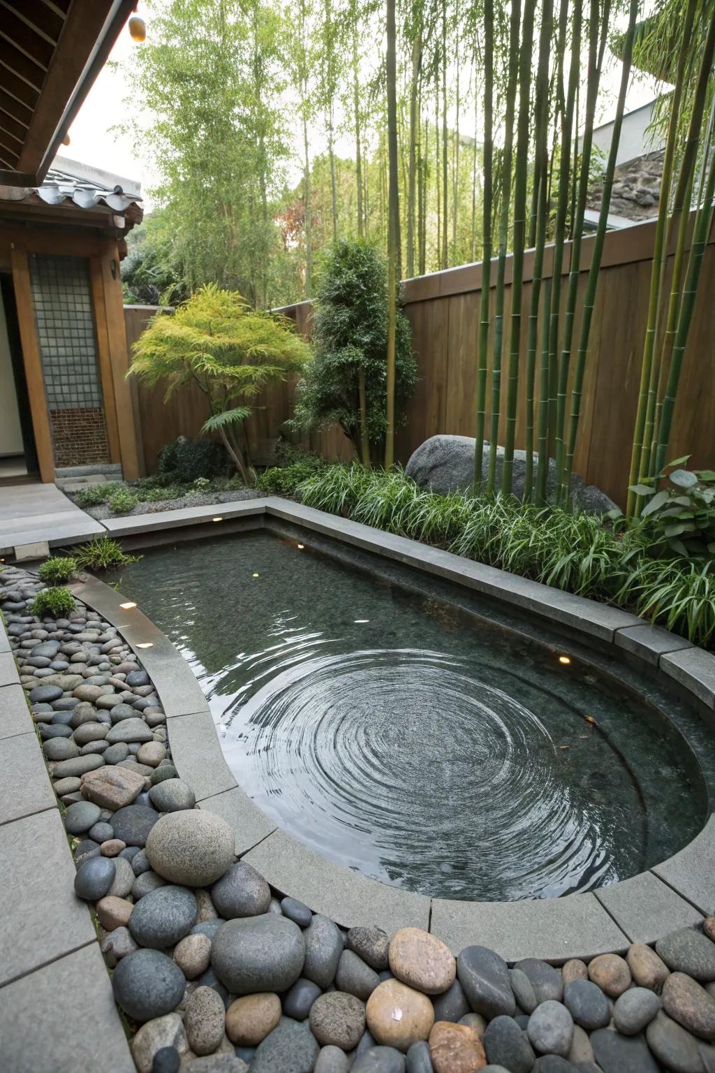 Find peace with a Zen garden compact pool.