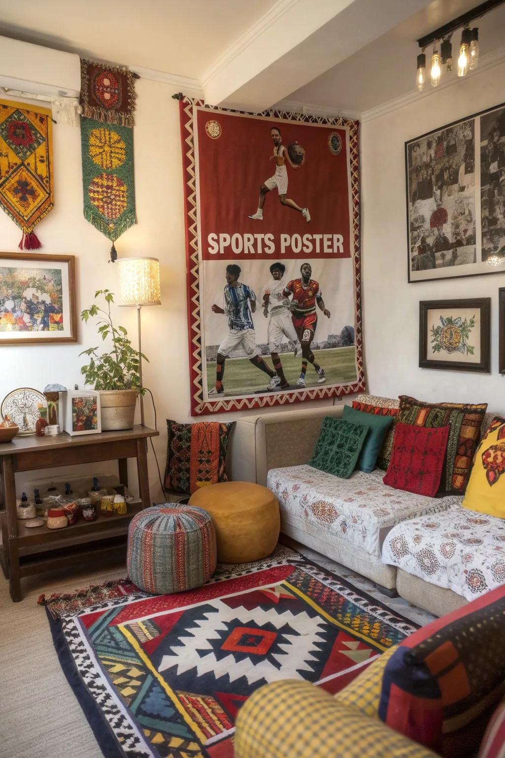 Celebrate diversity through cross cultural athletic merging graphic arts.