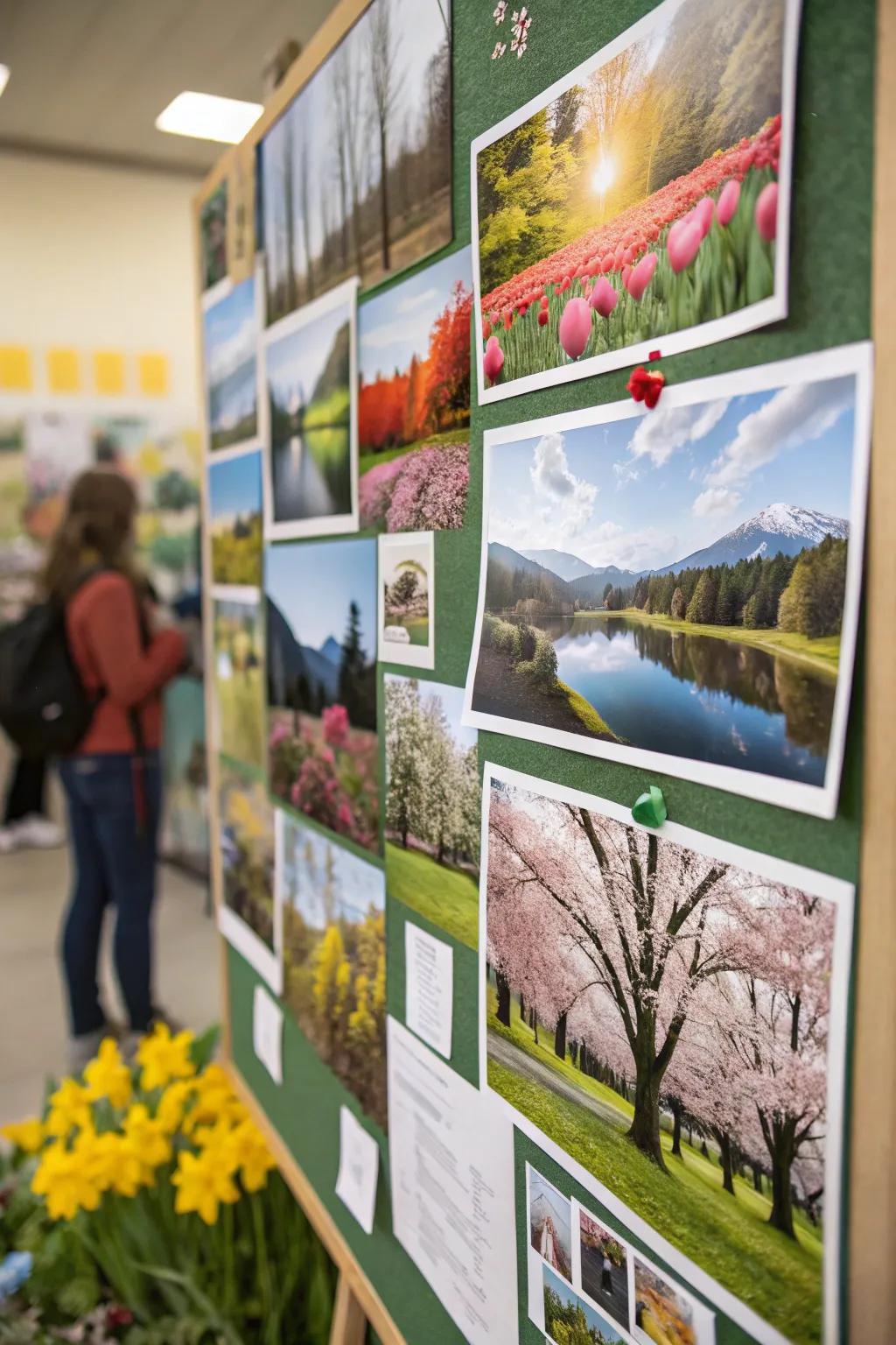 A photo collage pinboard showcasing stunning seasonal nature vistas.