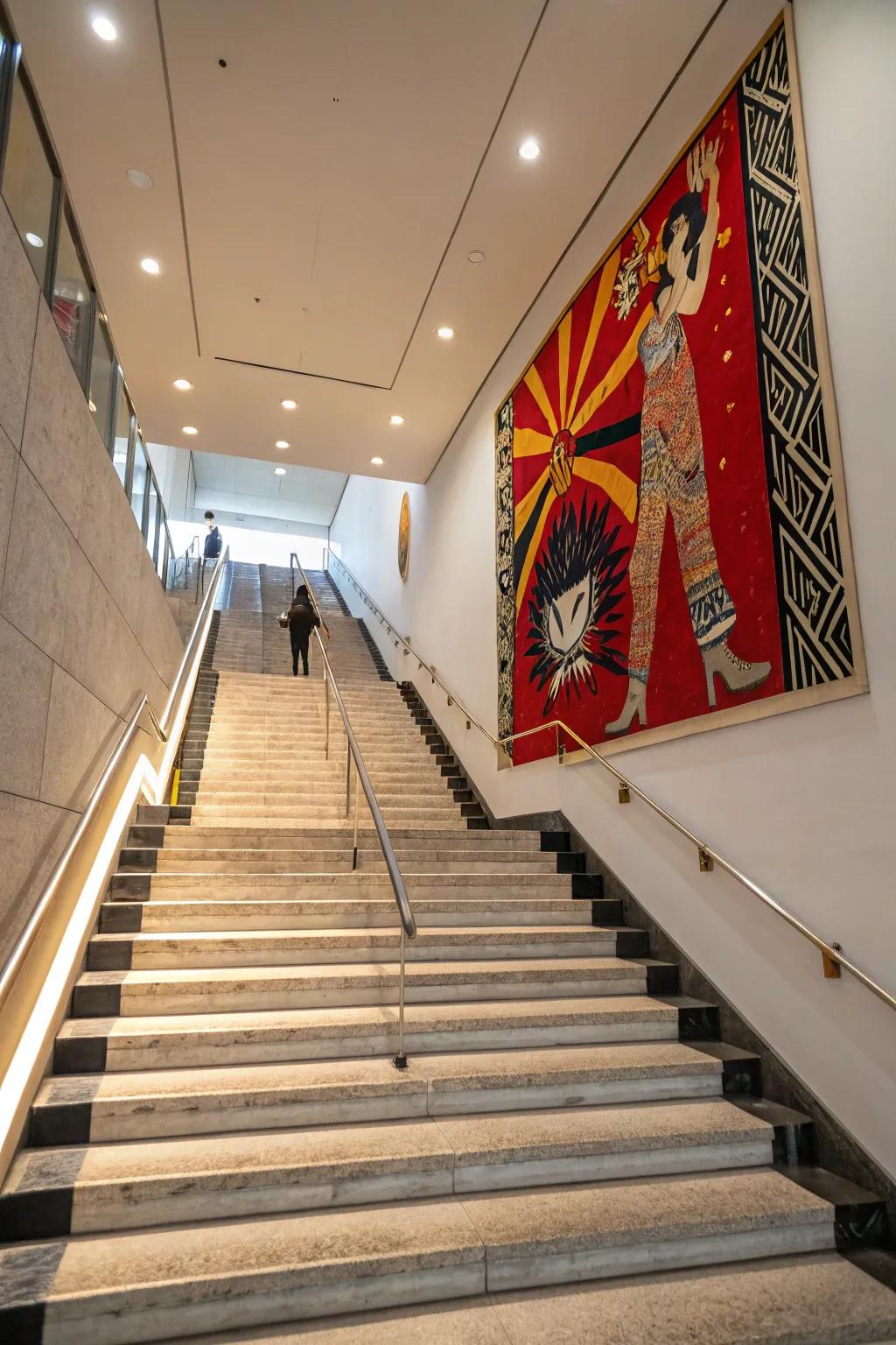 A singular piece of art can transform your staircase area.