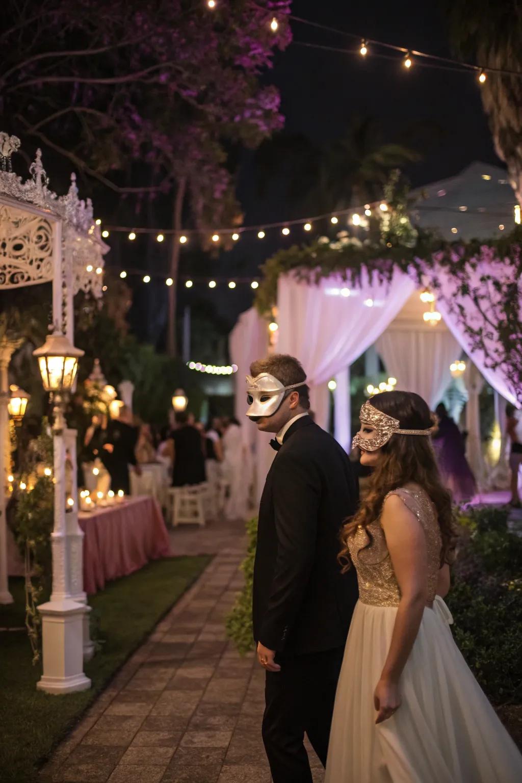 Intrigue guests with a masquerade ball under the stars.