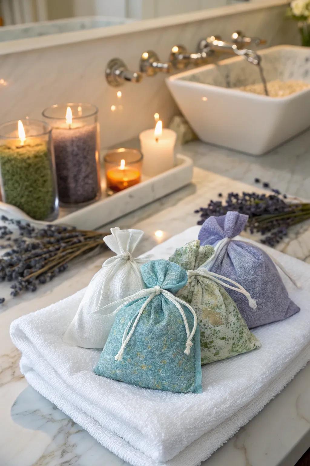 Herbal bath tea bags offer a relaxing end to the day.