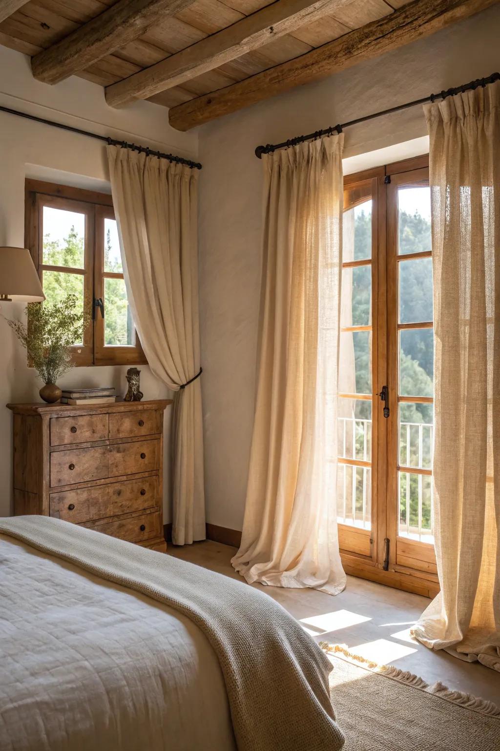 Countryside window dressings offer casual elegance and ample light.