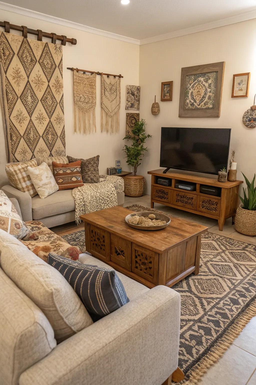 Textural variety adds dimension and interest to the room.