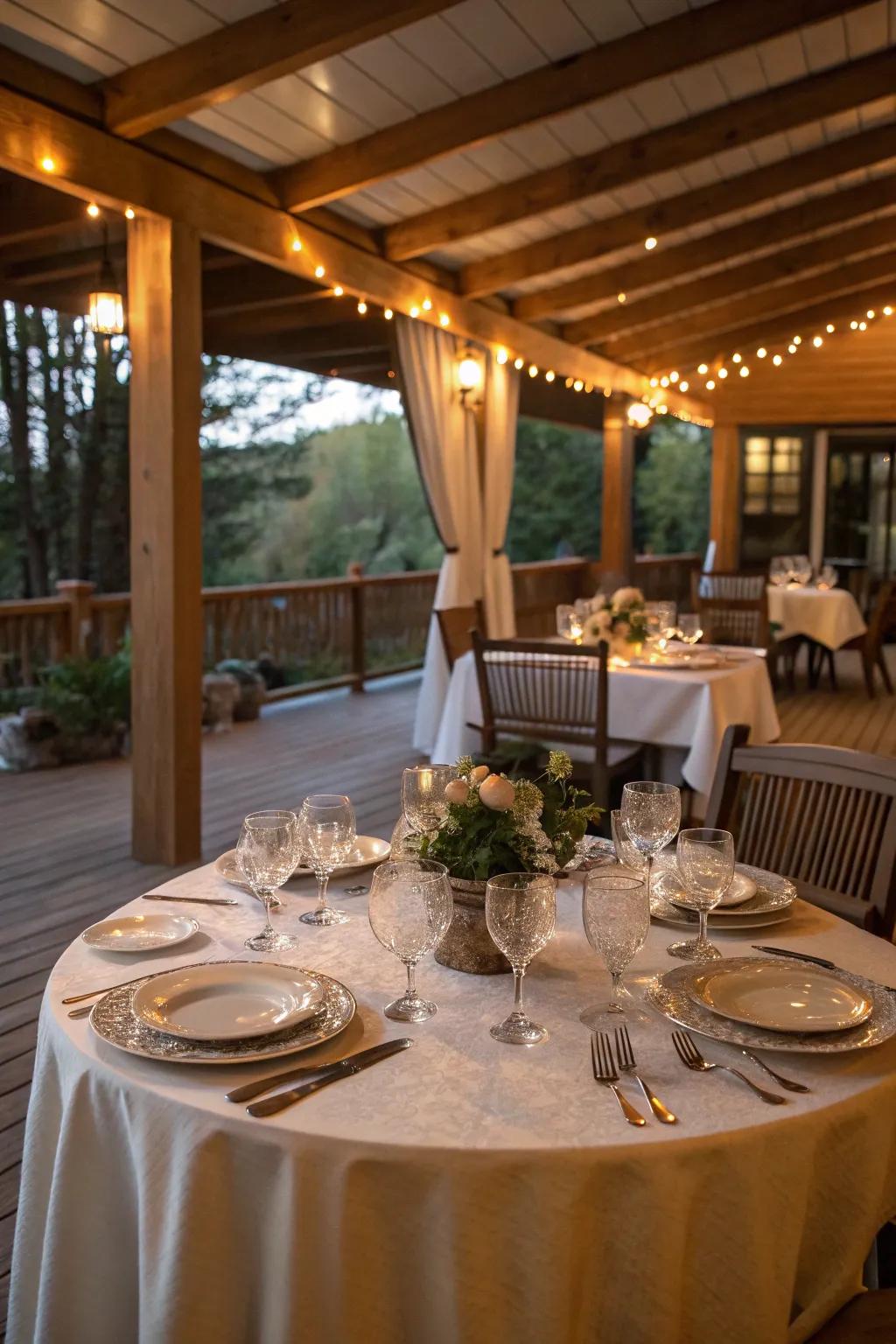Dine elegantly beneath your deck.