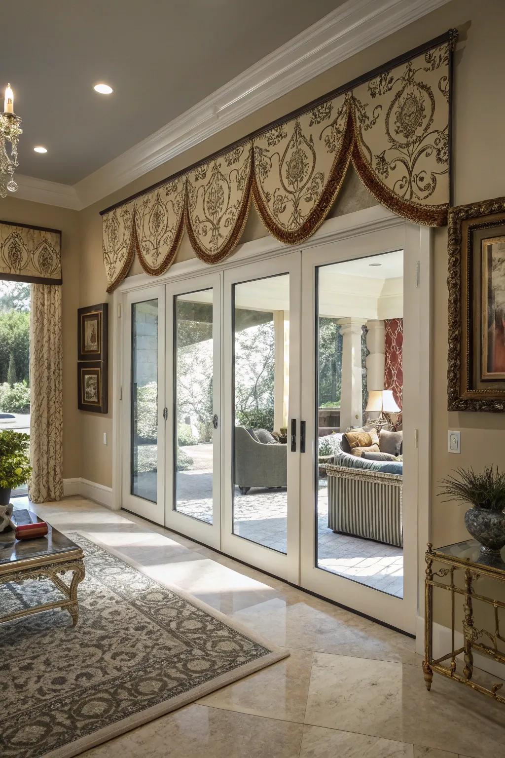 Trimmings transform valances into art pieces.